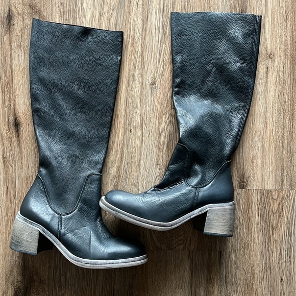 NWOB Free People Essential Tall Slouch Boot Navy Leather Womens - Picture 4 of 8